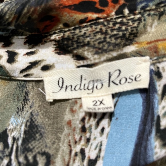 Indigo Rose  Feather Animal Quarter Sleeve High Low Tunic Shirt Dress - Picture 7 of 7